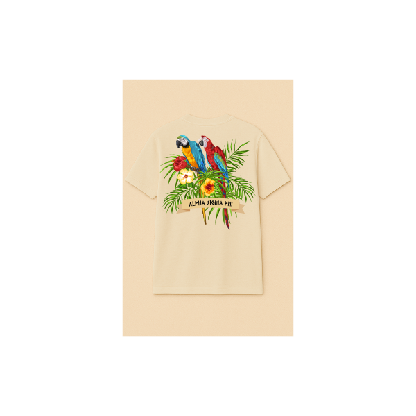 short sleeve t shirt tropical parrots Alpha-Sig
