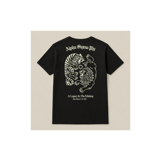 Lion/Flaming Tiger T shirt in white A-Sig (limited edition)